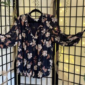 Tamara H, 2XL, navy/floral lightweight blouse
